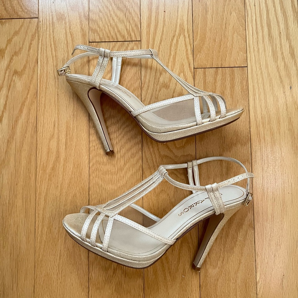 Caparros Women's Sparkly Champagne Strappy Heels